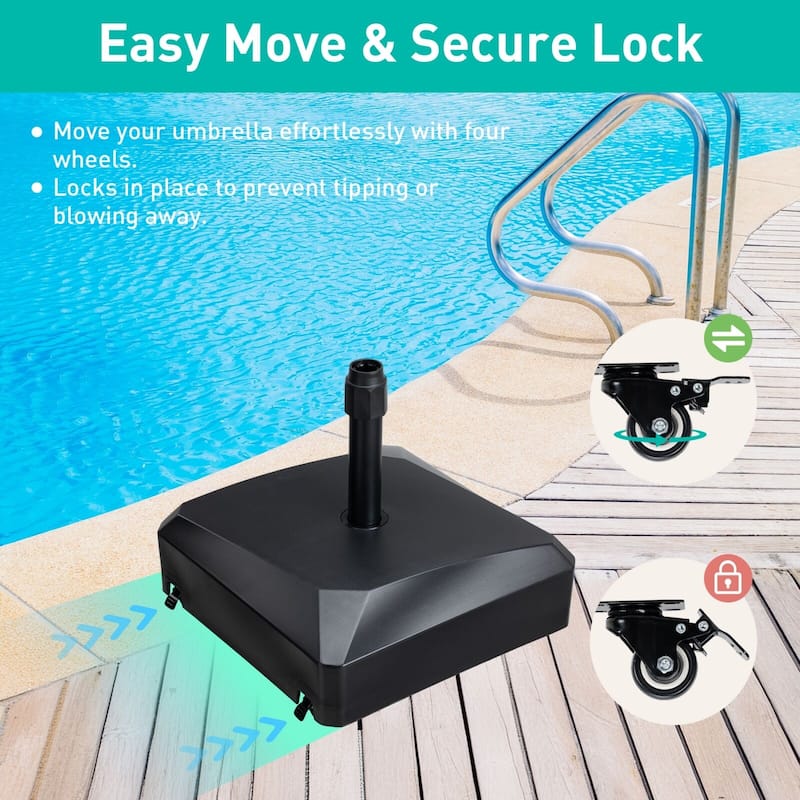 Aoodor Heavy Duty Fillable Patio Umbrella Base With Wheels - N/A