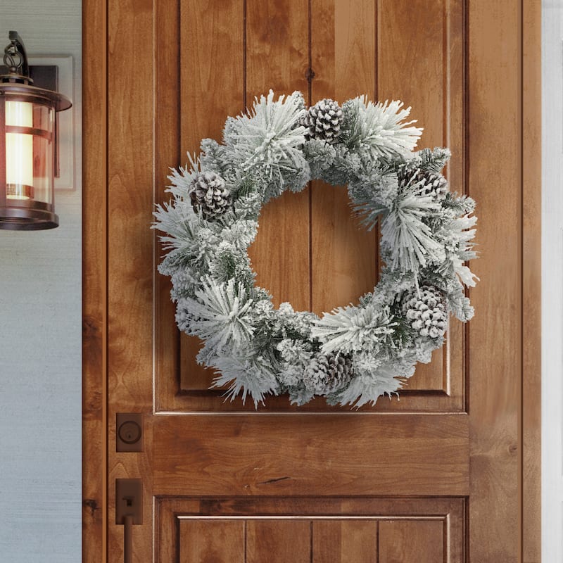 Puleo International 24" Flocked Berkshire Spruce Wreath