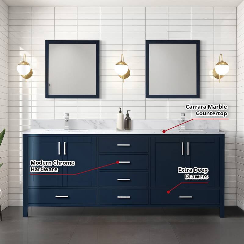 Jacques 80 in. W x 22 in. D Navy Blue Double Bath Vanity