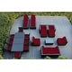 preview thumbnail 10 of 12, Ohana Outdoor Patio 20 Piece Black Wicker Sofa, Dining and Chaise Set Red
