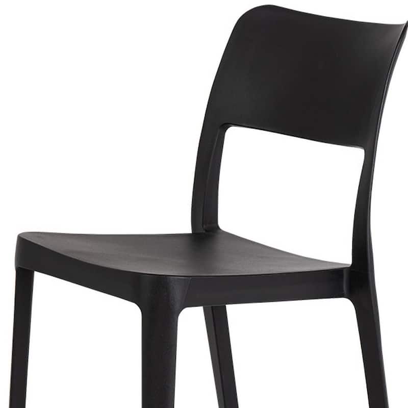 HomeRoots Set of Two Black Heavy Duty Plastic Outdoor Stacking Accent Chairs