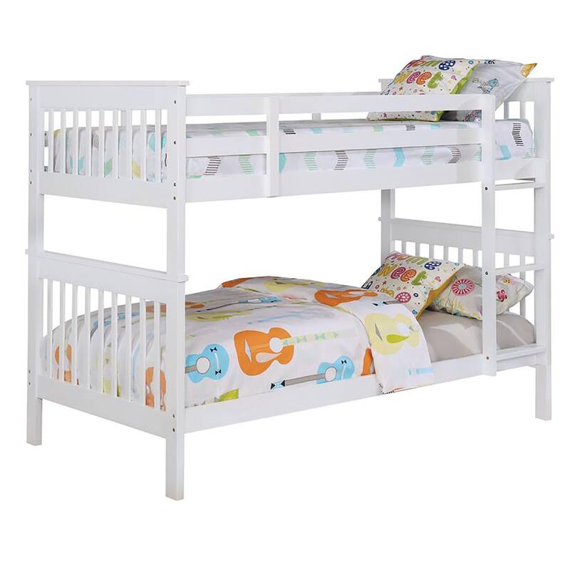 Solid Pinewood Bunk Bed Frame with Built In Ladder and Sturdy Guardrail, Twin Size Detachable Bunk Bed, Wood Slats Support
