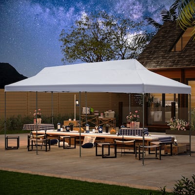 Erommy Canopy Tent, Commercial Instant Canopy Heavy Duty with Roller Bag, Sand Bags, Wind Ropes & Ground Nails, Outdoor Canopies