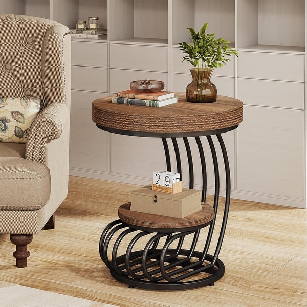 Round 2-Tier End Table with Storage - Thumbnail 2
