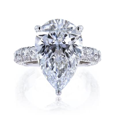Kobelli 8 Carat Lab Grown Diamond Certified 14k Solid Gold Bold Pear-cut Micro Pavé Beckham Engagement Ring (EF/VS)