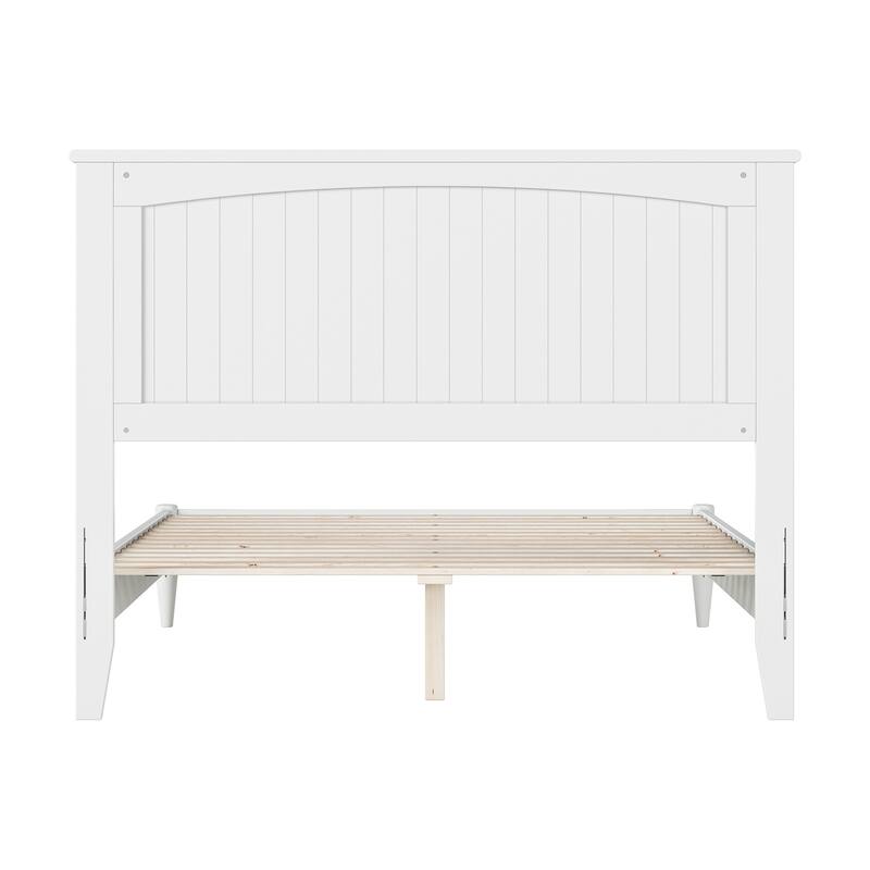 Contemporary Platform Bed - Full Size Wood Bed Frame - Low Profile Modern Bed - White Finish
