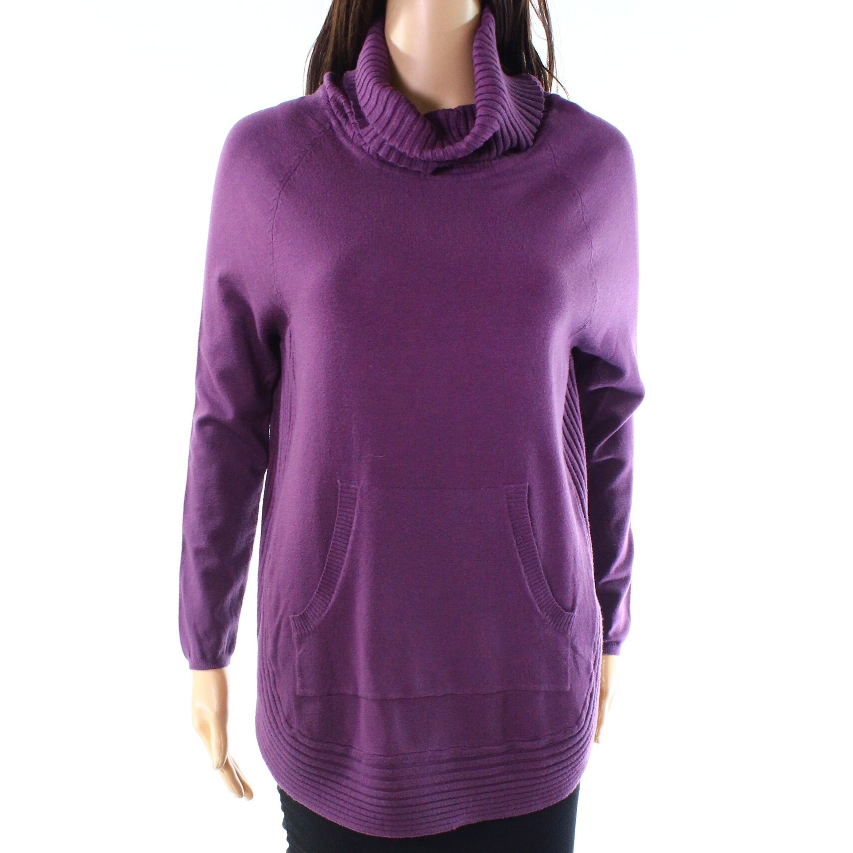 purple turtleneck sweater