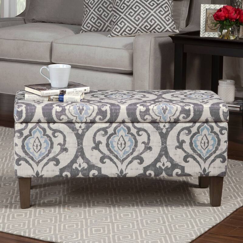 Buhrer Blue Slate Decorative Storage Bench - Grey/Light Blue