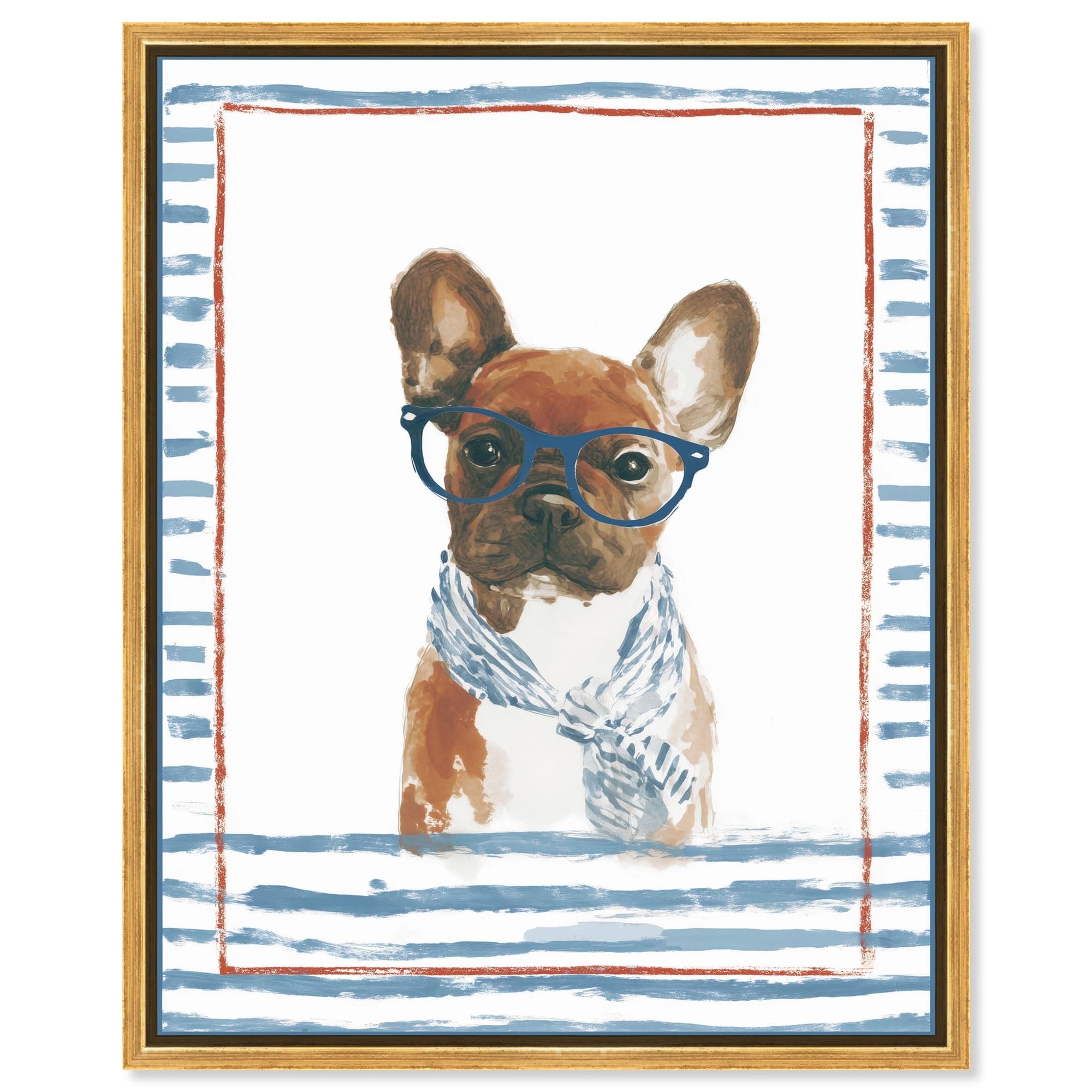 Glasses II Fun Dog Wall Decor Framed Canvas Print by Art Remedy