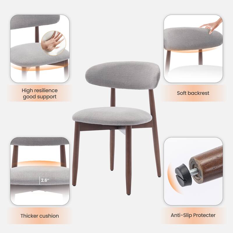 Modern Fabric Upholstered Kitchen Side Chairs, Farmhouse Dining Room Chair with Foot Pegs