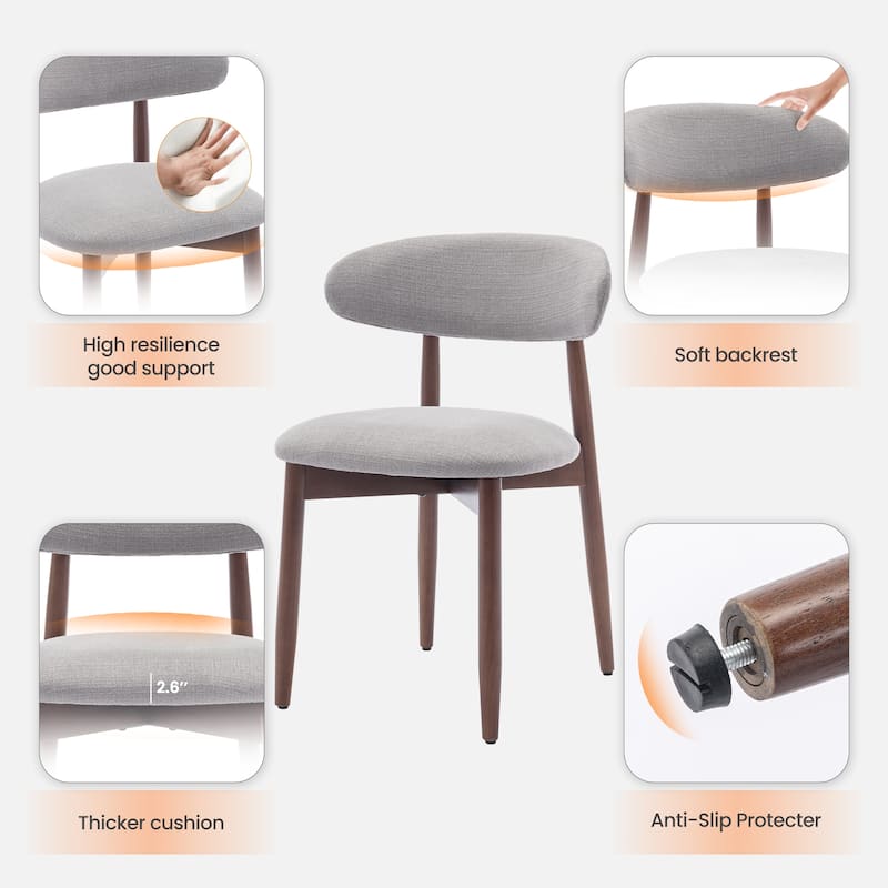 RENEWLINE Mid-Century Modern Upholstered Dining Chair with Wooden Legs