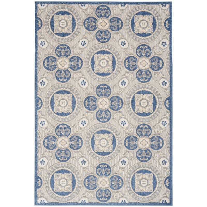 Nourison Aloha Indoor/outdoor Geometric Area Rug - 5' x 8' - Blue/Grey
