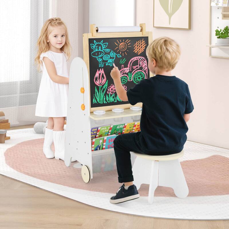 Costway 4-in-1 Kids Art Easel with Stool with Magnetic Whiteboard - See Details