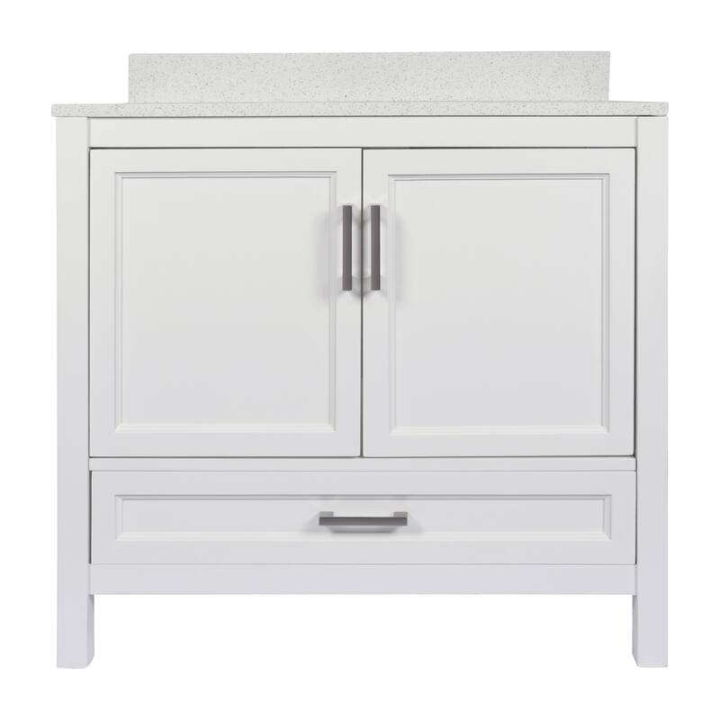 Nevado 37" Bathroom Vanity with Cultured Marble Vanity Top Sink in White with White Basin