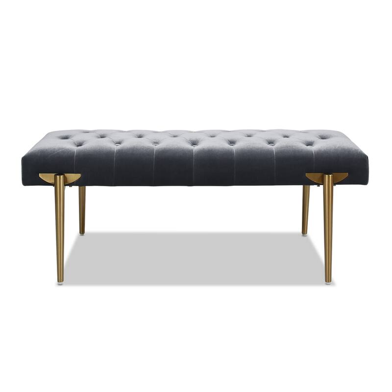 Upholstered Gold Accent Bench, Velvet, Sturdy Solid Birchwood and Plywood Frame