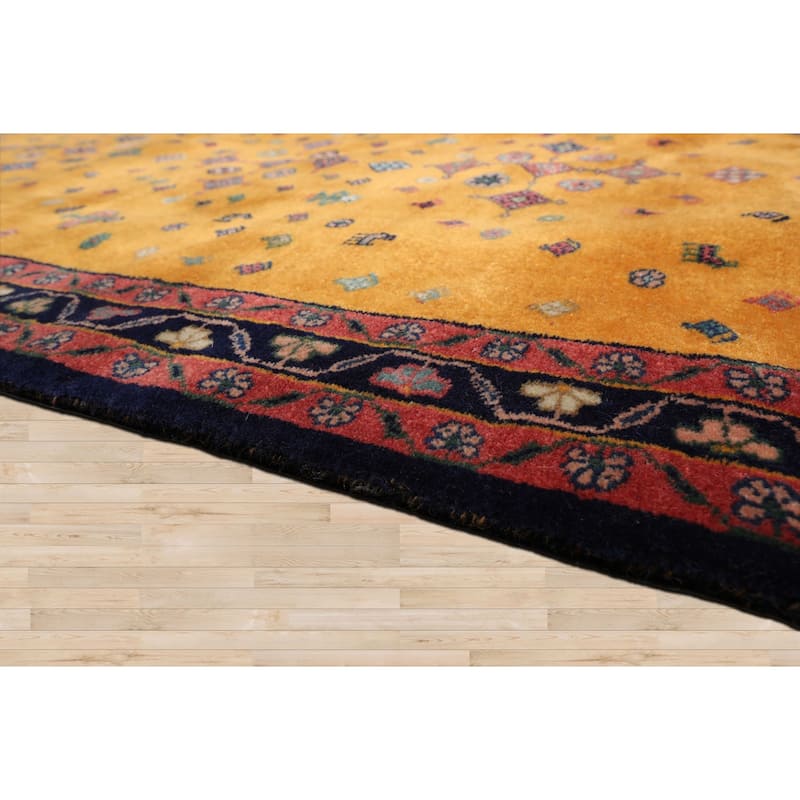 4'x6' Hand Knotted Gold Geometric Traditional Wool Oriental Area Rug - 4' x 6'