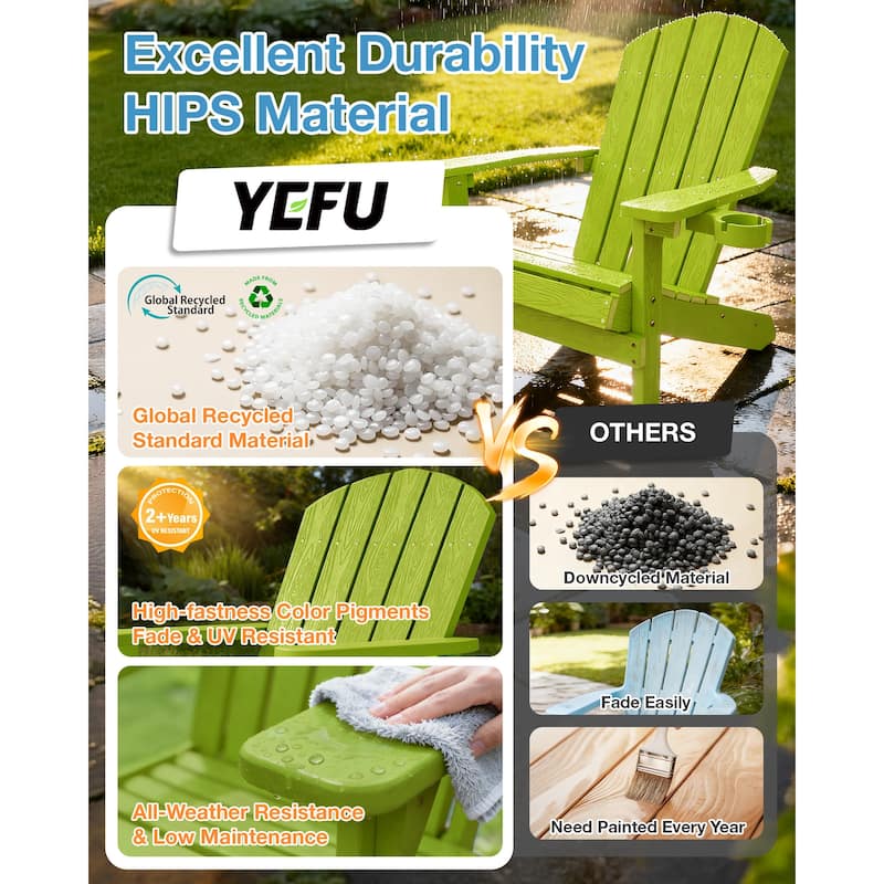 WINSOON All Weather HIPS Outdoor Plastic Adirondack Chair