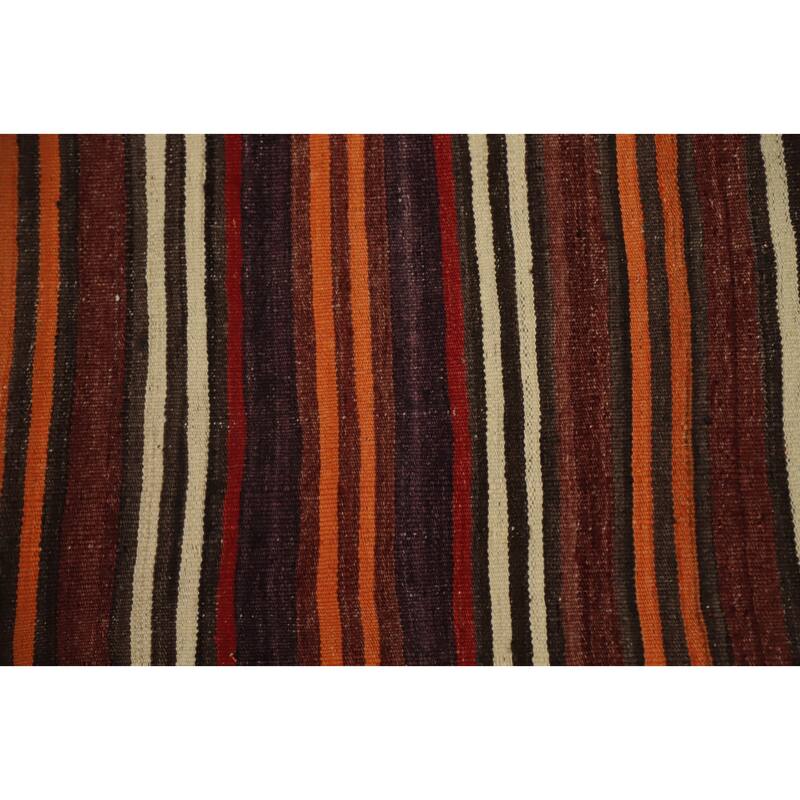 Hand Woven Oriental 100% Wool Carpet Southwestern Geometric Multi-Colored Kilim Area Rug - 10' 3'' X 4' 7''