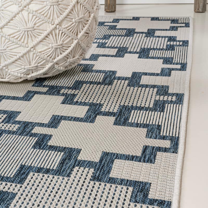 JONATHAN Y Lior Modern Geometric Tile Pattern Salmon/Cream Indoor/Outdoor Area Rug