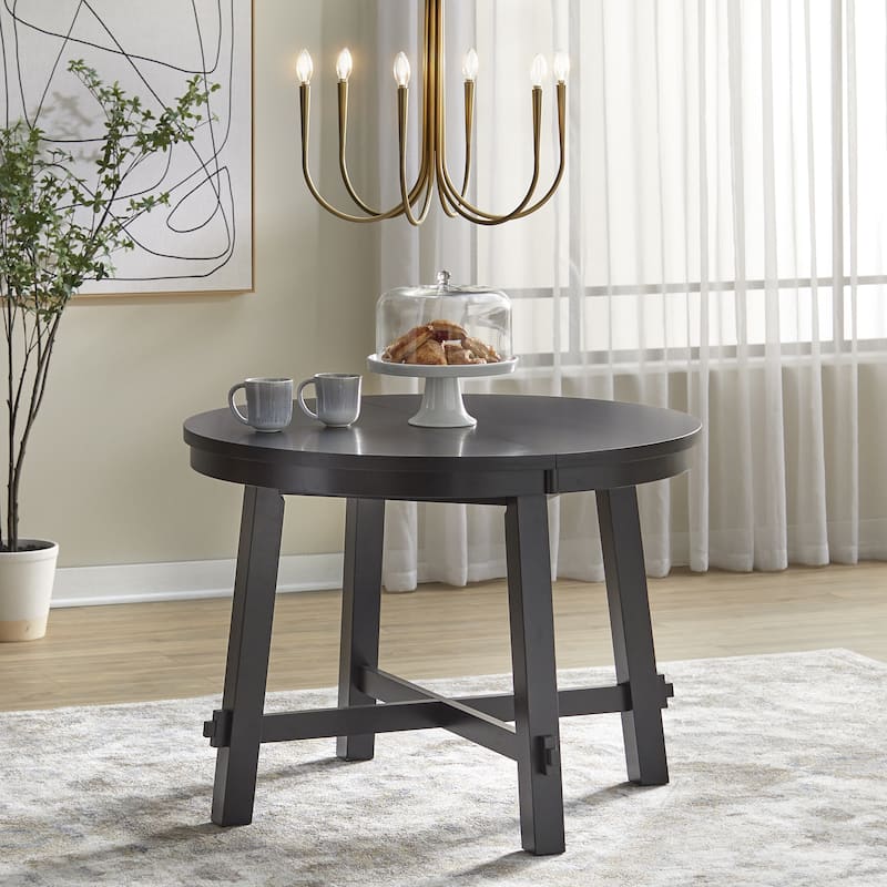 Lifestorey Edmonton Round Extension Dining Table - Matte Black