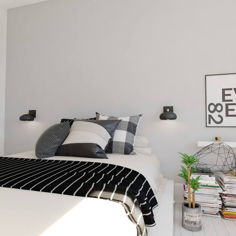 Bathroom Wall Sconce Light - Modern Dome Sconce - Black Brass Wall Lighting Fixture - 7