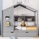 preview thumbnail 21 of 34, Playhouse Design Full Size House Wooden Bed With Trundle, Modern Design for Kids with Storage Shlef-White