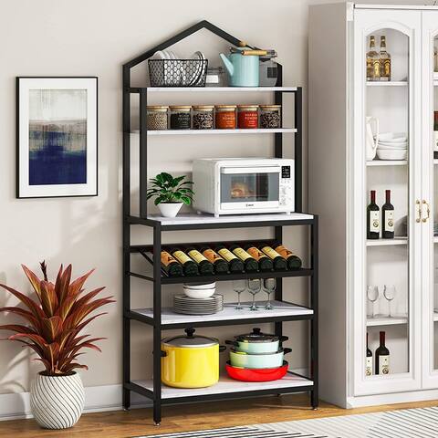6-Tier Bakers Rack for Kitchen with Wine Rack Storage