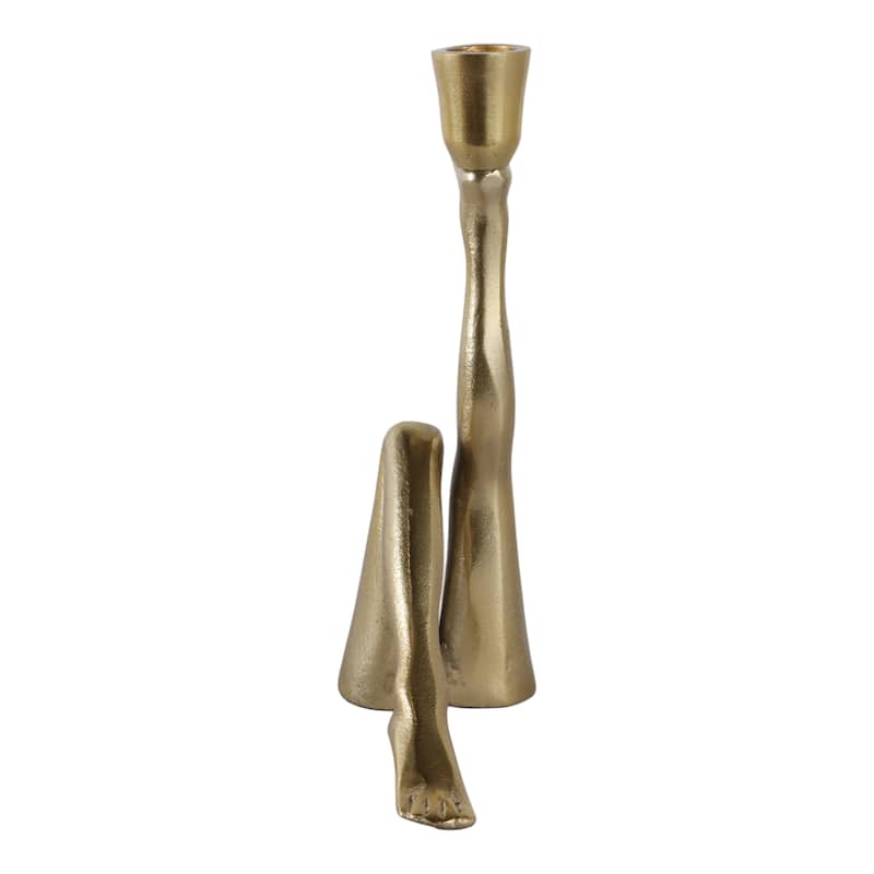 Metal Aluminum Pillar Holder with Sculptural Leg-Shaped Design