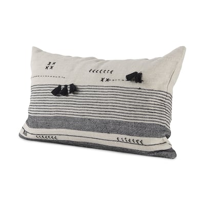 Light Gray Detailed Lumbar Throw Pillow Cover