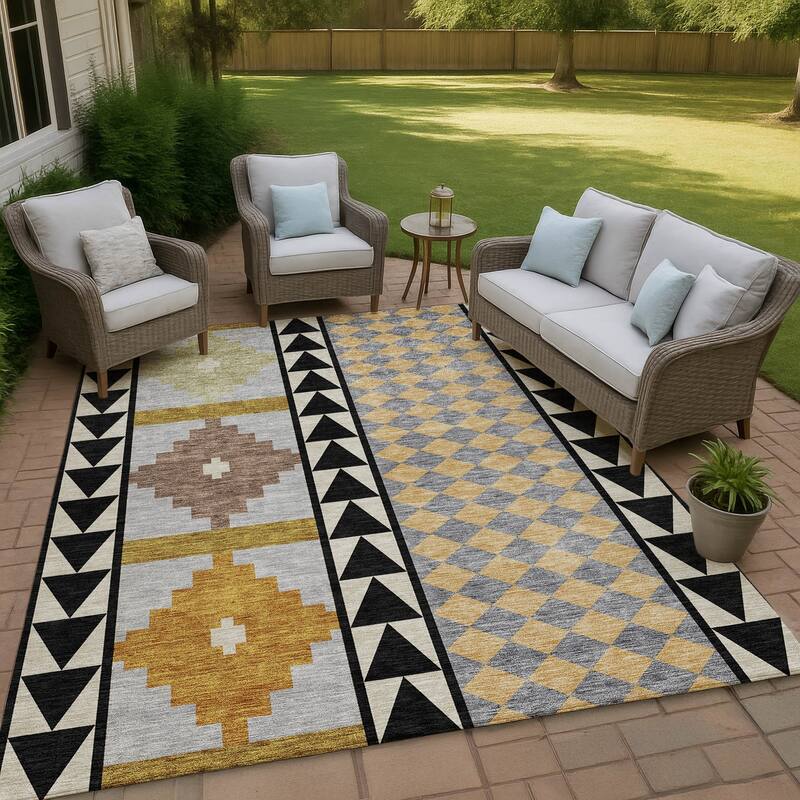 Machine Washable Indoor/ Outdoor Global Pima Chantille Rug - Black - 9' x 12'