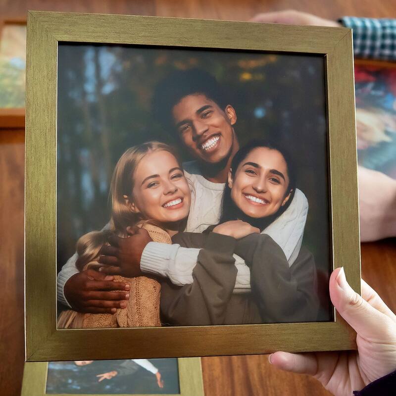 10x16 Gold Bronze Wood Picture Frame - UV Acrylic, Foam Board Backing, Hanging Hardware