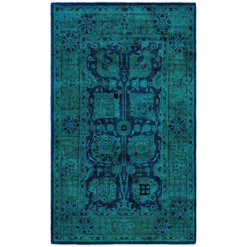 Overdyed One-of-a-Kind Hand-Knotted Area Rug - Green - 3' 1" x 5' 2"