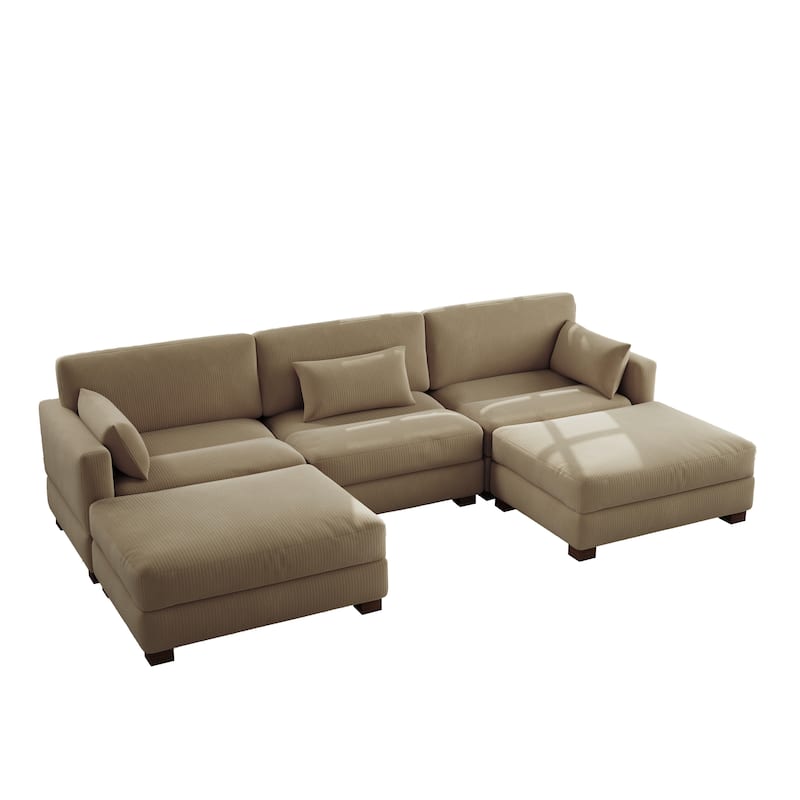 5-Piece U Shaped Couch Modular Sectional Sofa with Ottoman