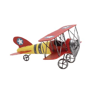 Metal Airplane Home Wall Decor - Red - Roche River Decor