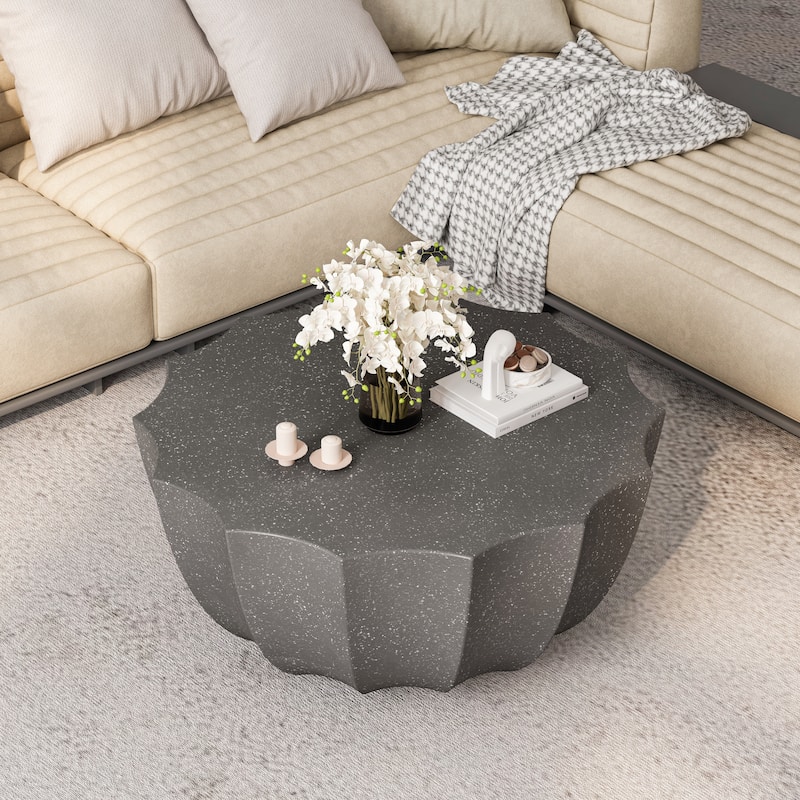 GDFStudio Thoren Magnesium Oxide Outdoor and Indoor Coffee Table with Weather-Resistant Surface - Grey