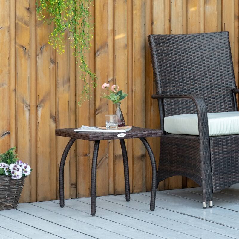 Outdoor PE Wicker Side Table, Rattan End Table