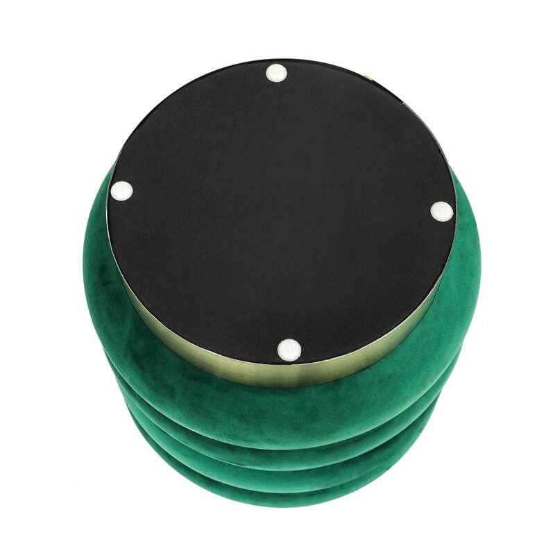 Adeco Velvet Round Storage Ottoman Side Table with Comfortable Seating