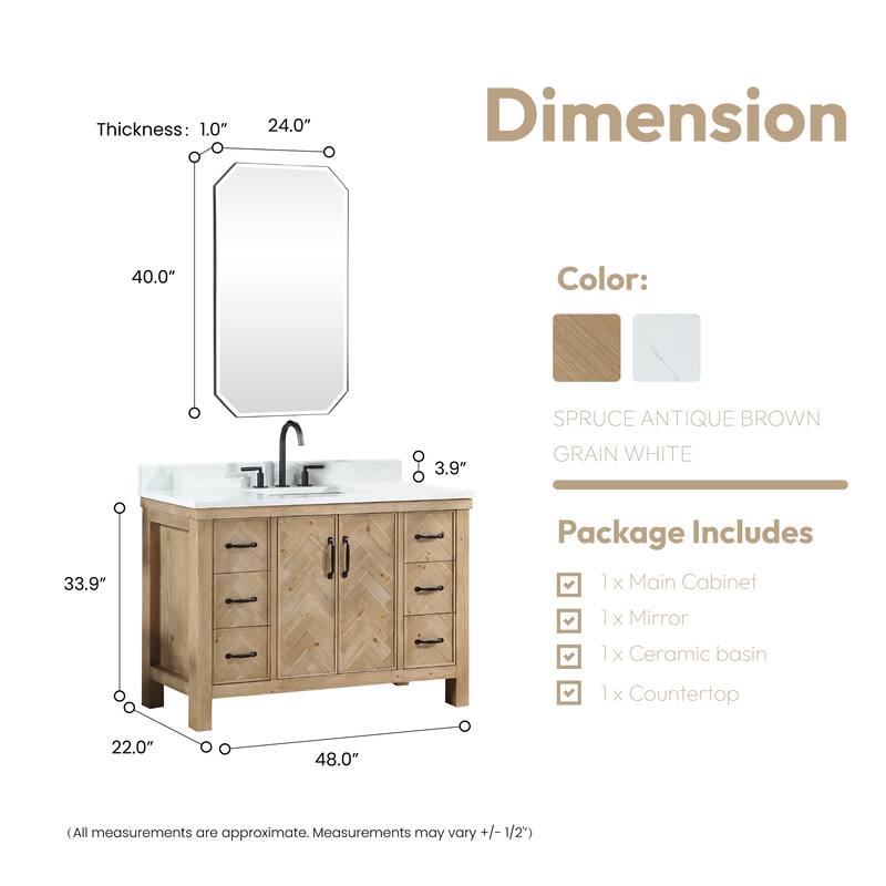 Javier Bath Vanity with Composite Stone Top and Mirror