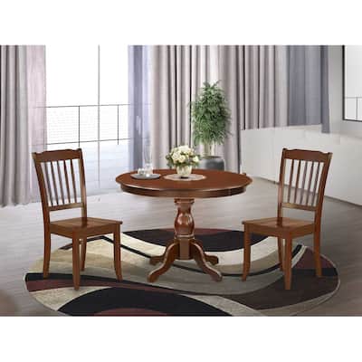 3-Piece Mahogany Finish Solid Wood Top - Dining Room Set - Seats 4