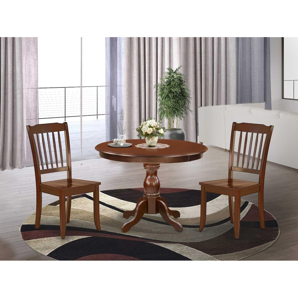 3-Piece Mahogany Finish Solid Wood Top - Dining Room Set - Seats 4