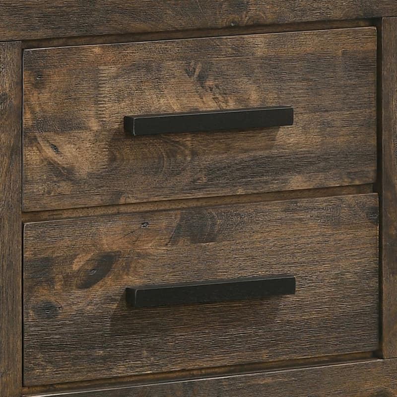 Wooden Nightstand with 2 Drawers and Grain Details, Brown