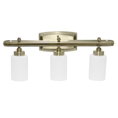23.50 in. 3 Light Metal and Opaque White Glass Shade Vanity