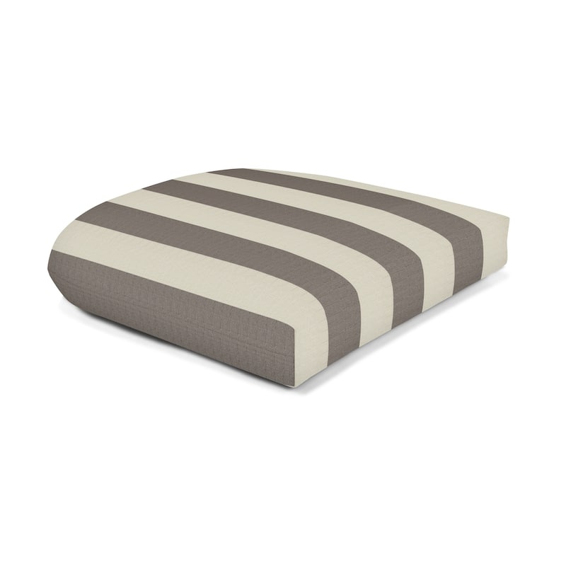 Sunbrella® Stripe Fabric 1-Piece Indoor/Outdoor Wicker Seat Pad Cushion, 19.5"W x 19.5"L, Brannon Redwood - 19.5"W x 19.5"L