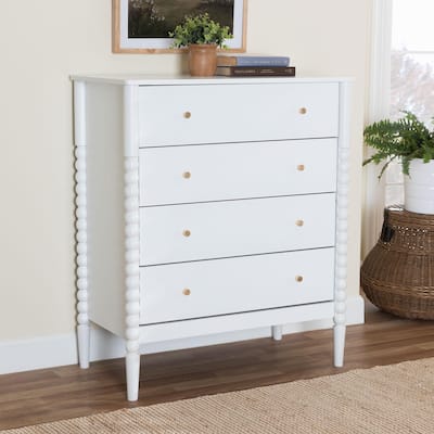 Baxton Studio Lucera Mid-Century Bobbin Wood 4-Drawer Chest