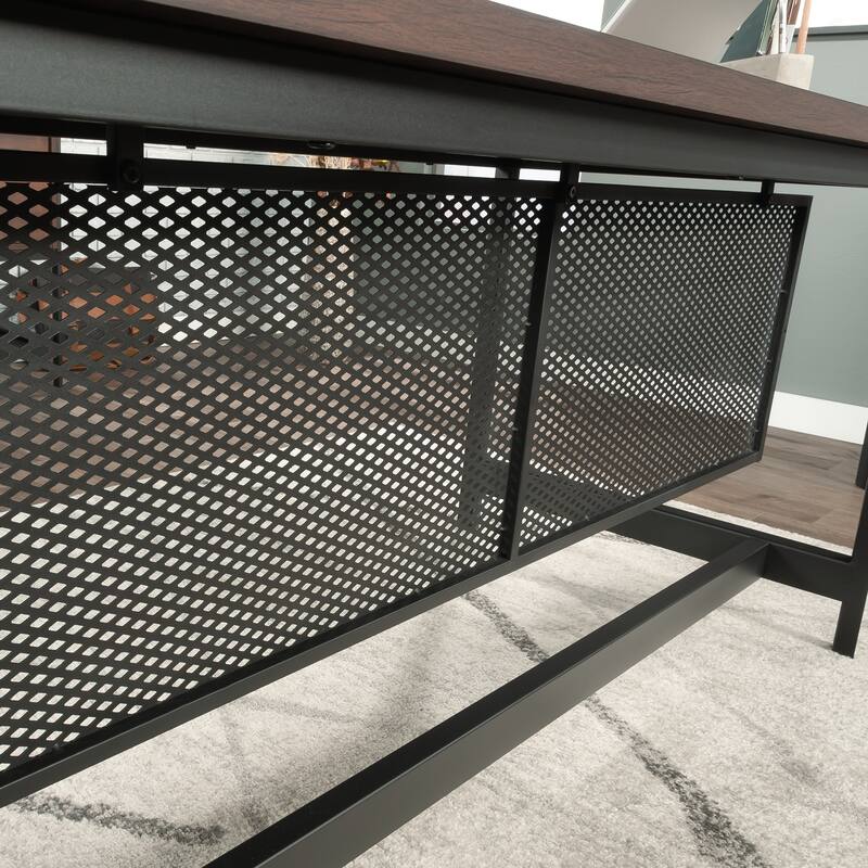 Engineered Wood Industrial Table Desk with Spacious Work Surface, Brown