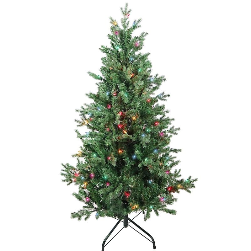 Kurt Adler 4.5-Foot Pre-Lit Multi-Color Incandescent Jackson Pine Tree - 4.5'