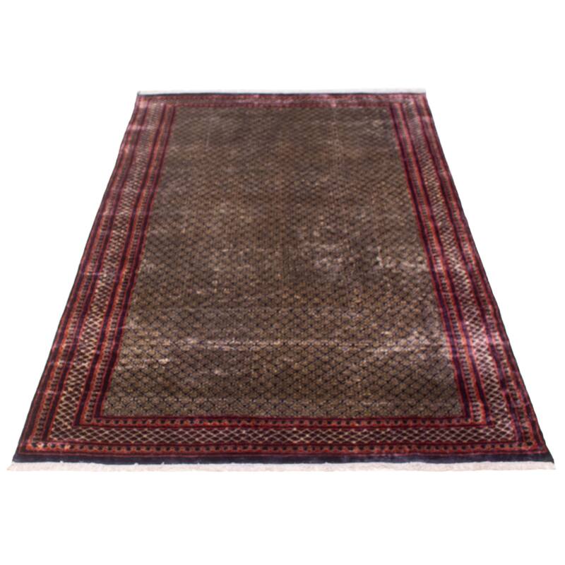 ECARPETGALLERY Hand-knotted Kashmir Navy, Taupe Viscose Rug - 5'10 x 9'4