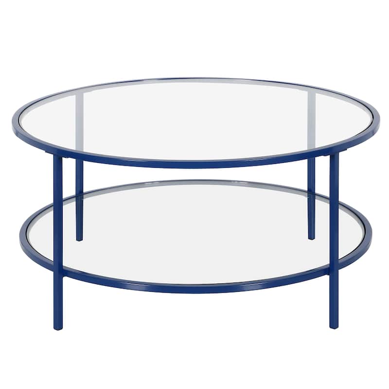 Sivil 36'' Wide Round Coffee Table with Glass Top - 36" Wide