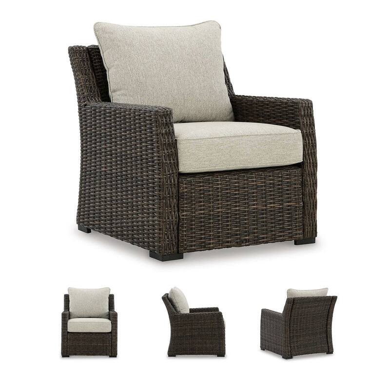 Signature Design by Ashley Brook Ranch Brown Outdoor Lounge Chair with Cushion - 30.63" W x 34.5" D x 38.38" H