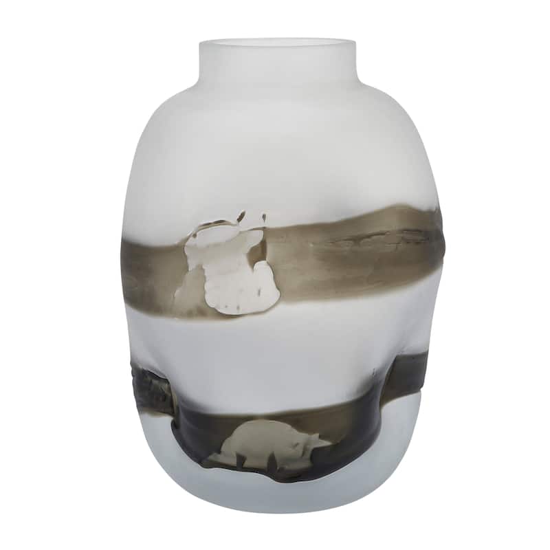 Sagebrook Home Glass Gray Dented Abstract Vase - 9" x 9" x 13" - No Pattern and Not Solid Color Gray